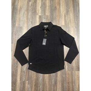 Veboon Drop Cut Lux Polo Long Sleeve‎ Shirt Size Small Black NWT